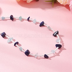 3 stücke 3 arten natürliche lapis lazuli & aquamarin & amethyst & rose quarz & aventurin & citrin chip & glas samen baeded halsketten für frauen&nbsp;NJEW-JN05603