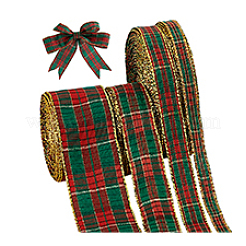 Rot und grün kariertes Weihnachtsband aus Polycotton&nbsp;OCOR-PH0005-70