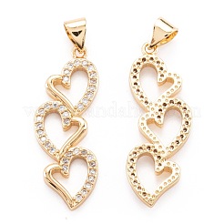 Pendentifs en laiton sertis de micro-pavés de zircones cubiques transparentes&nbsp;ZIRC-M114-14G