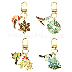 Pendentif décoratif en alliage émaillé sur le thème des oiseaux&nbsp;KEYC-YW00153-01