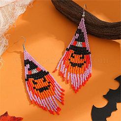 Halloween Stil Kürbis Glasperle handgemachte Ohrhänger&nbsp;WN9498