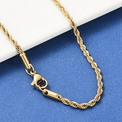 Collane unisex con catena a corda in acciaio inossidabile 304 con placcatura sotto vuoto in PVD&nbsp;STAS-D0002-33G