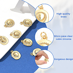 8 pièces en laiton micro pavé pendentifs en zircone cubique claire&nbsp;KK-BBC0020-20