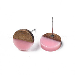Aretes de resina opaca y madera de nogal&nbsp;EJEW-N017-008-B04