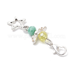 Decorazioni pendenti in lega e vetro stile tibetano a forma di angelo&nbsp;HJEW-JM03165-01