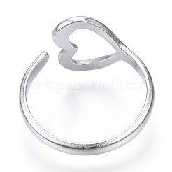 Anello polsino aperto a forma di cuore in acciaio inossidabile 304 anti-ossidazione&nbsp;RJEW-N040-24