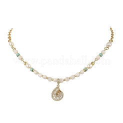 Colliers pendentifs en forme de coquillage en laiton océan pavé de zirconiums cubiques transparents&nbsp;NJEW-JN06421