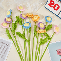 12 Stück 4 Farben gehäkelte Blumenornamente aus Baumwolle mit Eisendraht&nbsp;AJEW-FG0002-93
