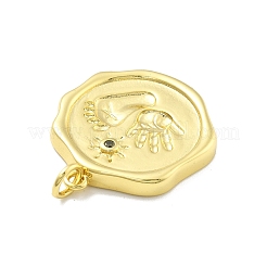 Porte micro ouvrent pendentifs zircone cubique en laiton de placage&nbsp;KK-D359-34G