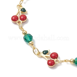 Sets aus Armbändern und Halsketten mit Kirschgliedern aus Messing und Emaille&nbsp;SJEW-JS01367