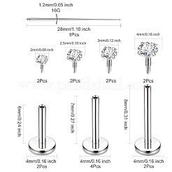 Barra labret filettata internamente in lega di titanio&nbsp;EJEW-FS0001-32A