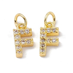 Véritable micro-pavé en laiton plaqué 18k or véritable breloques en zircone cubique transparente&nbsp;KK-E068-VB452-F