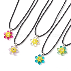 Collane con ciondolo a forma di fiore con perline di vetro e strass di vetro&nbsp;NJEW-MZ00078