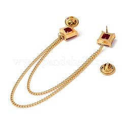 Spilla a catena pendente quadrata in acciaio inossidabile 304 con zirconi cubici&nbsp;JEWB-S021-02G-02