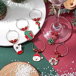 Breloques de verre à vin en alliage d'émail de noël&nbsp;AJEW-JO00258