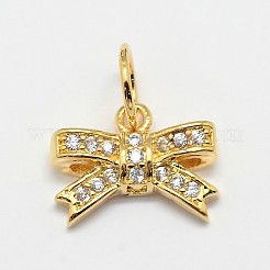 Micro cz ottone spianare zirconi arco di Bowknot charms&nbsp;ZIRC-L018-14