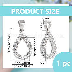 1 Stück 925 Sterling Silber Micro Pave klare Zirkonia Anhänger Cabochon Fassungen&nbsp;STER-BC0003-58
