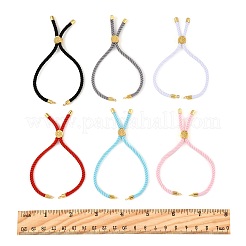 6 Stück 6 Farben gedrehte Nylonschnur-Silberarmbänder&nbsp;DIY-FS0008-93