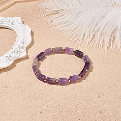 Stretch-Armband mit natürlichen Amethyst-Säulenperlen&nbsp;BJEW-JB08596-04