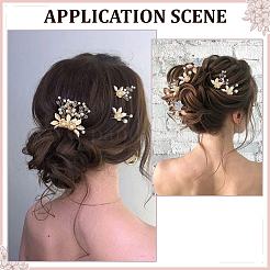2 Set mit 2 Stilen floralen Haarkämmen aus Messing&nbsp;OHAR-ME0001-04