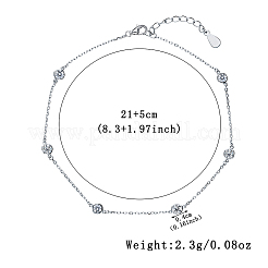 Sterling Silber Zirkon Kreis Schmuck Set Armband Halskette Fußkettchen elegante Alltagskleidung&nbsp;ID1679-3