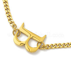 Collana con ciondolo lettera iniziale B in acciaio inossidabile placcato ionico (ip) 304 con catene a maglie per donna&nbsp;NJEW-M199-02G