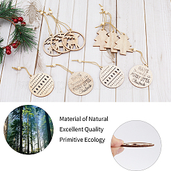 2 Satz 2 Stile Weihnachtsthema Holzanhänger Dekoration&nbsp;HJEW-GF0001-39A