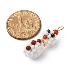 Pendentifs bonhomme de neige en perles de verre de Noël&nbsp;PALLOY-MZ00789-02