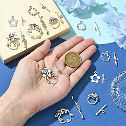 20 Stück 5 Stile Blumen-Knebelverschlüsse aus tibetischem Legierungsstil&nbsp;FIND-YW0005-24