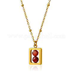 Colliers avec pendentif boule ronde en zircon cubique facetté en acier inoxydable 304 de forme rectangulaire&nbsp;WGA581F-02