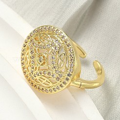 Anelli per polsini da donna in ottone con micro pavé di zirconi cubici&nbsp;RJEW-F196-03G