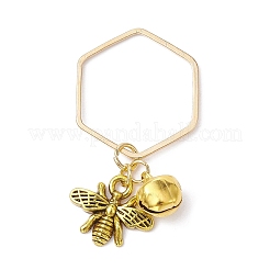 Décoration pendentif abeilles en alliage et cloche en fer&nbsp;HJEW-JM01307-01