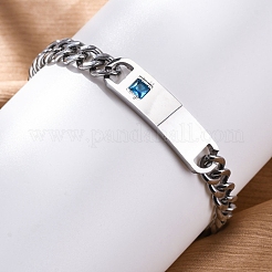 Pulseras de cadena de eslabones cubanos de acero inoxidable 201&nbsp;BJEW-B078-162P