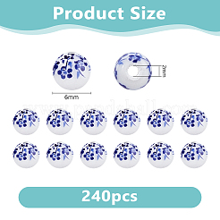 240 pz perline di ceramica in porcellana stampata a fiori fatte a mano&nbsp;PORC-DC0001-13