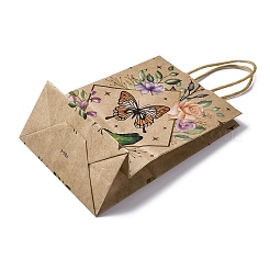 Kraftpapiertüten mit Blumen- und Schmetterlingsmuster&nbsp;CARB-F012-03C