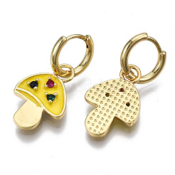 Latón micro pavimenta circonio cúbico pendientes de aro huggie&nbsp;EJEW-T014-27G-05-NF