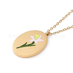 Collar con colgante de flor de nacimiento ovalada de esmalte&nbsp;STAS-H174-02G-C