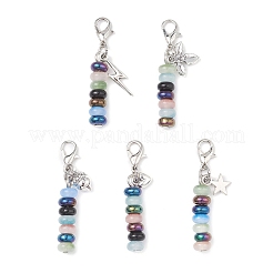 Decoraciones colgantes de rondelle de vidrio de imitación de jade&nbsp;HJEW-JM04354