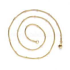 PVD-Vakuumbeschichtung 304 Edelstahl runde Schlangenkette Halskette&nbsp;NJEW-S420-009A-G
