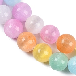 Brins de perles de sélénite naturelle couleur macaron&nbsp;G-F780-A01-02
