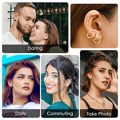 30 pieza de 15 estilos de pendientes de aro de acero inoxidable quirúrgico 316L para niñas y mujeres&nbsp;EJEW-TA0001-11
