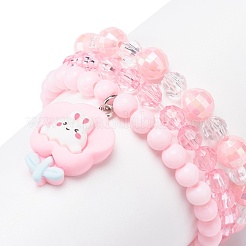 Braccialetti elasticizzati con perline acriliche in stile 3 pz 3 con ciondoli in resina per bambini&nbsp;BJEW-JB08729