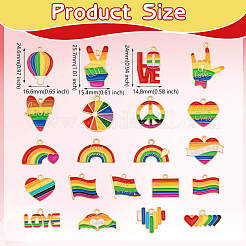 42 Stück Regenbogenflagge Charm Anhänger Emaille Flagge Herz Liebe Ballon Charm Legierung Emaille Anhänger für Schmuck Halskette Ohrring Herstellung Handwerk&nbsp;JX596A