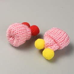 Mini bonnet en laine au crochet avec boule à double pompon&nbsp;DIY-WH0032-56K