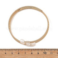 Brazaletes de una sola hebra con perlas naturales de agua dulce y latón&nbsp;BJEW-JB14229