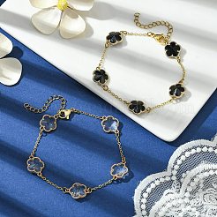 2 Stück 2 Farben Glasblumen-Gliederarmbänder&nbsp;BJEW-JB10586