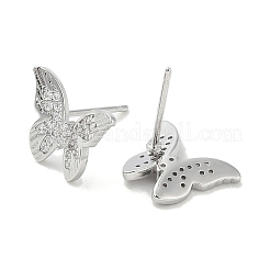 Ohrstecker mit Gestellplattierung aus Messing mit Mikropavé und klaren Zirkonia-Steinen für Damen&nbsp;EJEW-M260-13P-A
