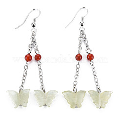 Schmetterling natürliche neue Jade Ohrringe für Mädchenfrauen&nbsp;EJEW-S212-002