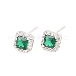 Aretes cuadrados de latón con micropavé de circonitas cúbicas&nbsp;EJEW-Z164-22P-02