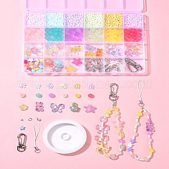 Verre avec perles acryliques transparentes pour kit de fabrication de chaîne de téléphone portable&nbsp;DIY-FS0006-74A